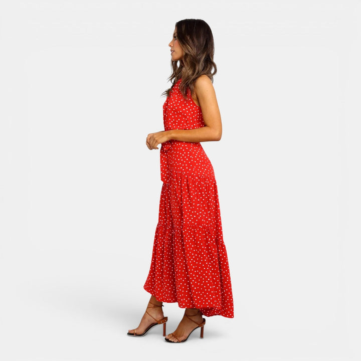 Isabella | Women's Sleeveless Polka Dot Maxi Dress
