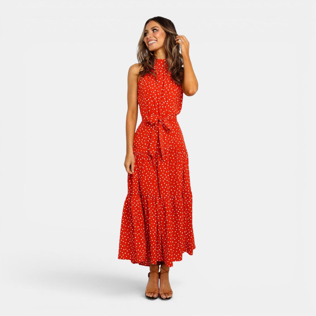 Isabella | Women's Sleeveless Polka Dot Maxi Dress