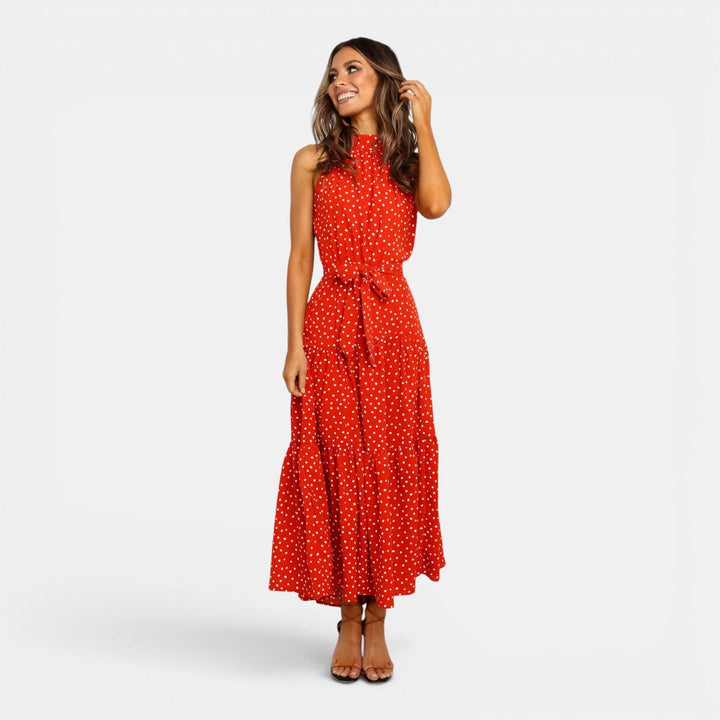 Isabella | Women's Sleeveless Polka Dot Maxi Dress