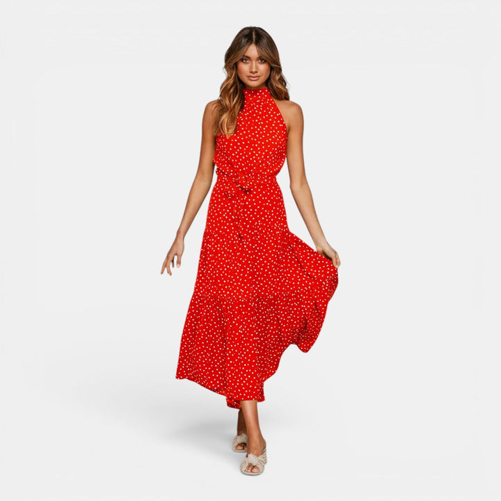 Isabella | Women's Sleeveless Polka Dot Maxi Dress
