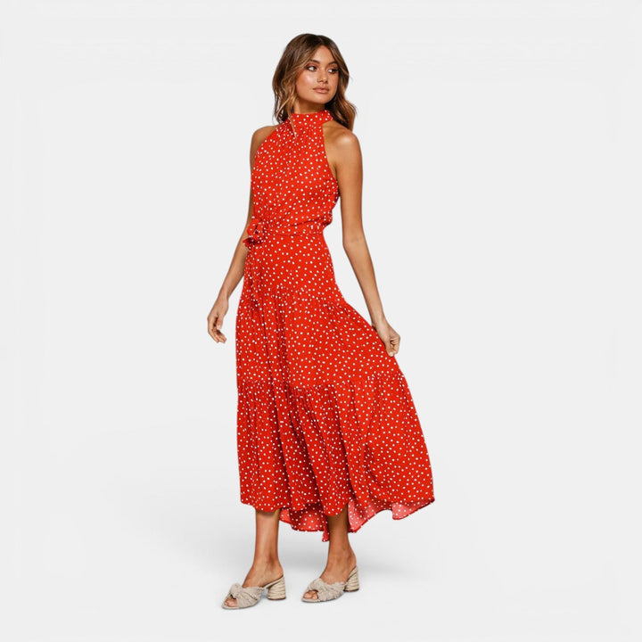 Isabella | Women's Sleeveless Polka Dot Maxi Dress