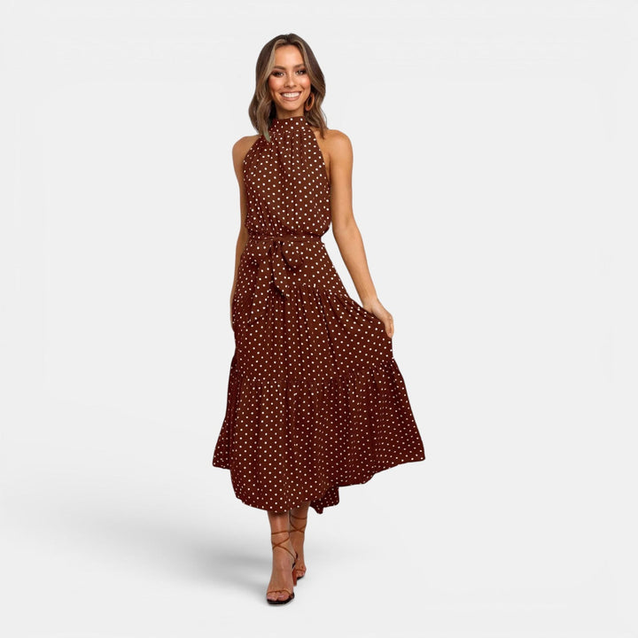 Isabella | Women's Sleeveless Polka Dot Maxi Dress