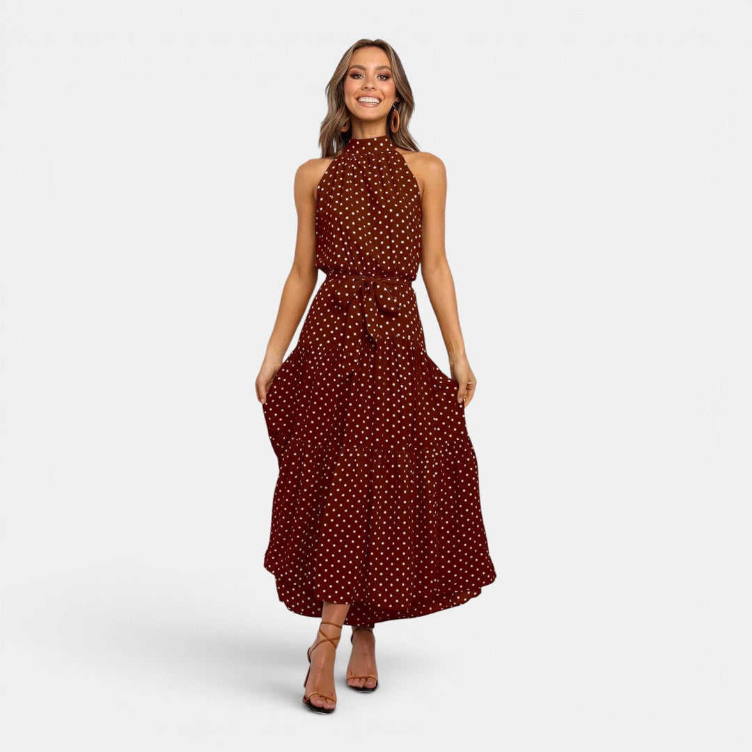 Isabella | Women's Sleeveless Polka Dot Maxi Dress
