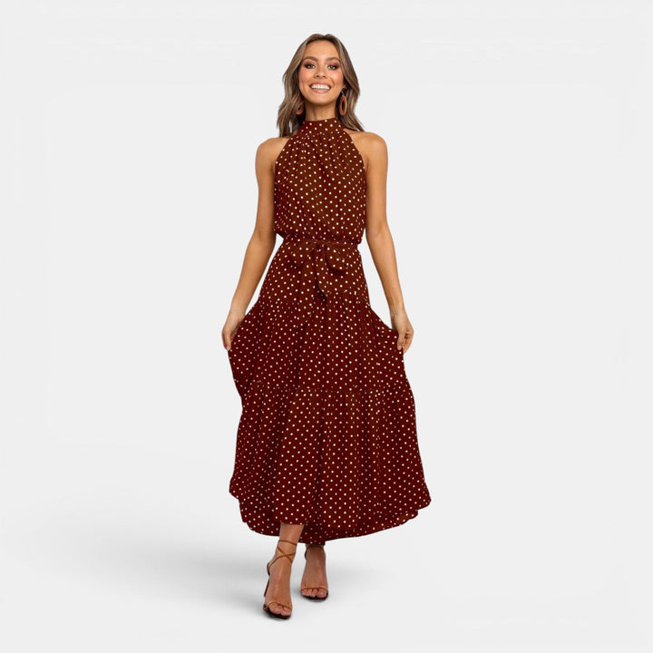 Isabella | Women's Sleeveless Polka Dot Maxi Dress