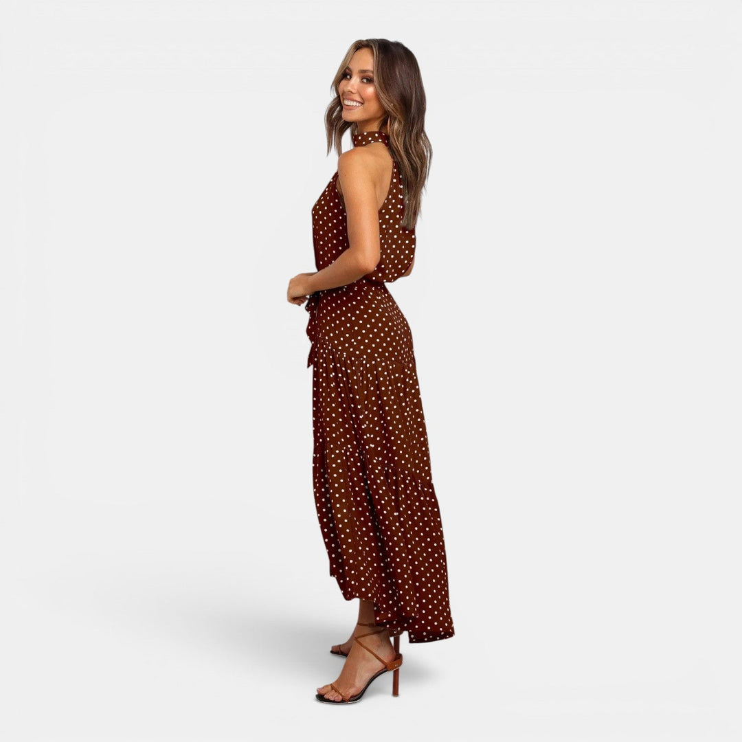 Isabella | Women's Sleeveless Polka Dot Maxi Dress