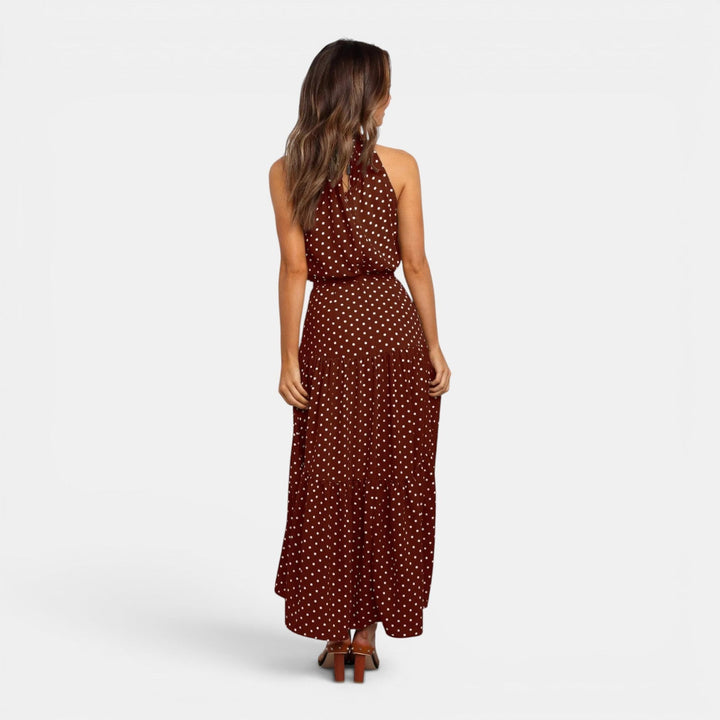 Isabella | Women's Sleeveless Polka Dot Maxi Dress