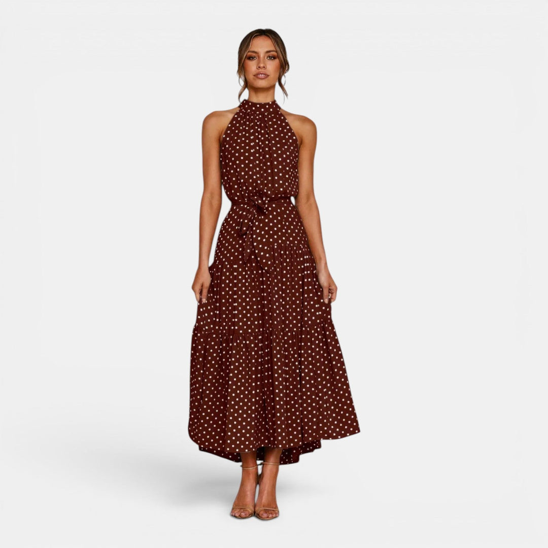 Isabella | Women's Sleeveless Polka Dot Maxi Dress