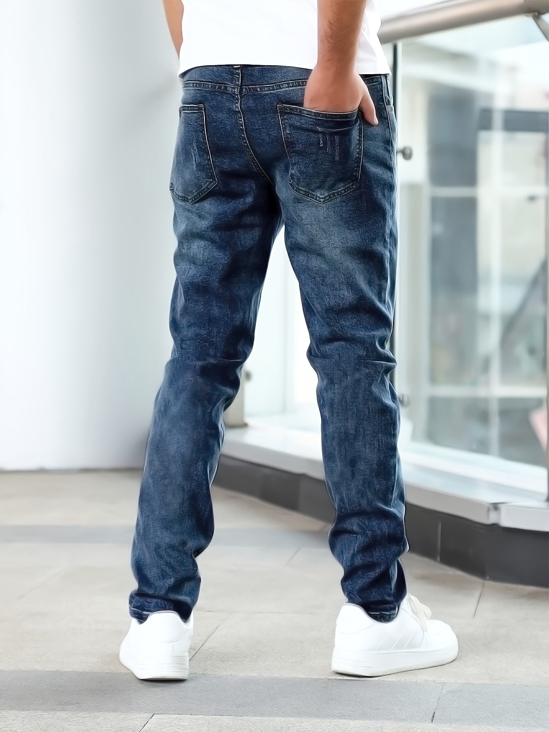 Męskie Jeansy Casual | Spodnie Regular Fit z Prostą Nogawką | Klasyczny Sprany Wygląd | Codzienny Styl