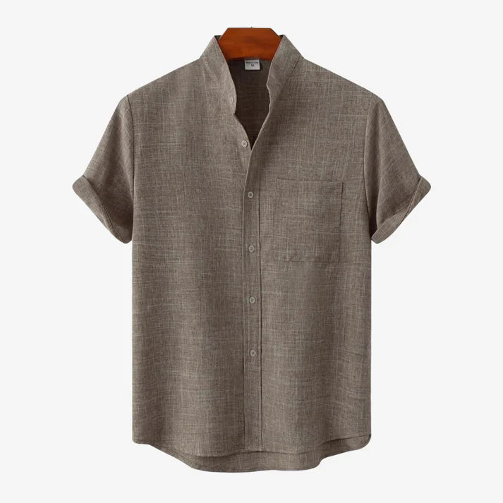 Męska Koszula z Krótkim Rękawem i Stójką | Styl Smart Casual