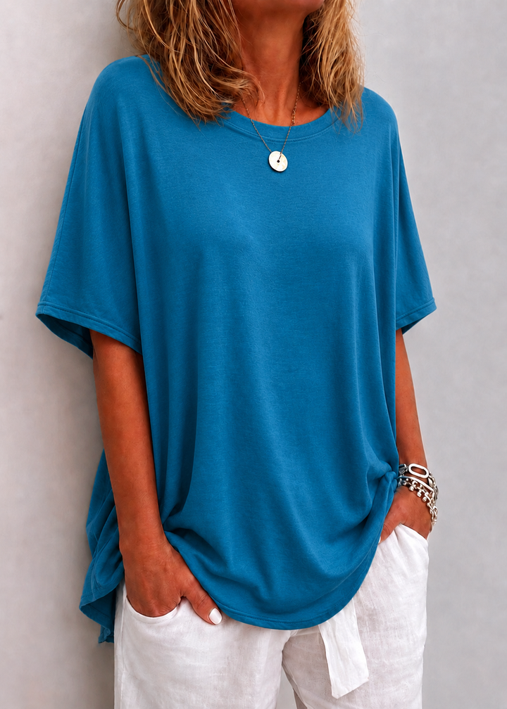 Paulina | Damski T-Shirt Oversize z Okrągłym Dekoltem i Luźnym Krojem