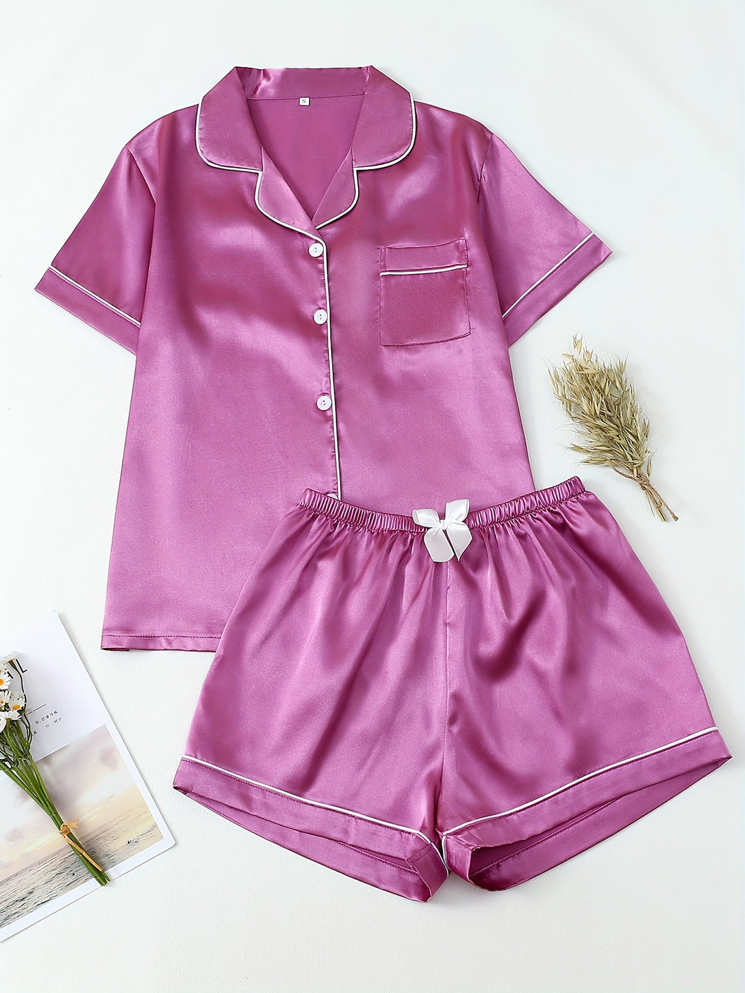 Women's Pajama Set with Buttons and Contrast Trim | Nightwear