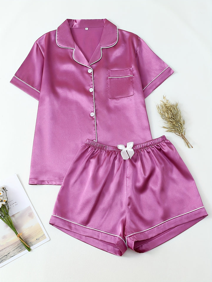 Women's Pajama Set with Buttons and Contrast Trim | Nightwear