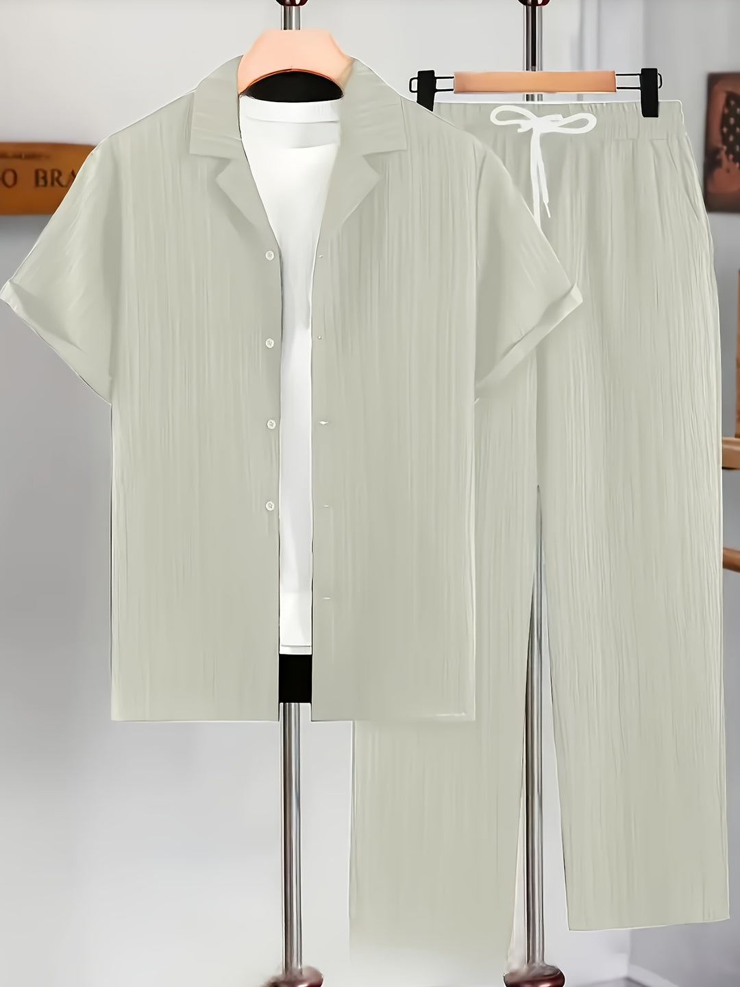 Men's Home Set | Shirt and Striped Pants Set | Regular Fit | Comfortable Relaxed Style