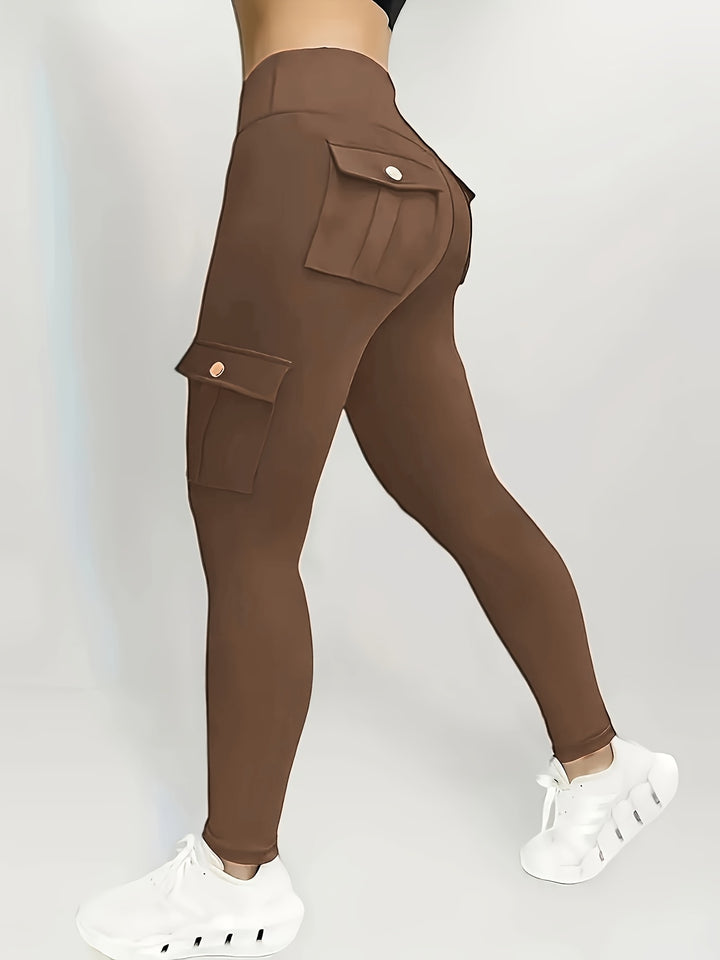 Women's Cargo Leggings with High Waist and Side Pockets | Shaping Fit