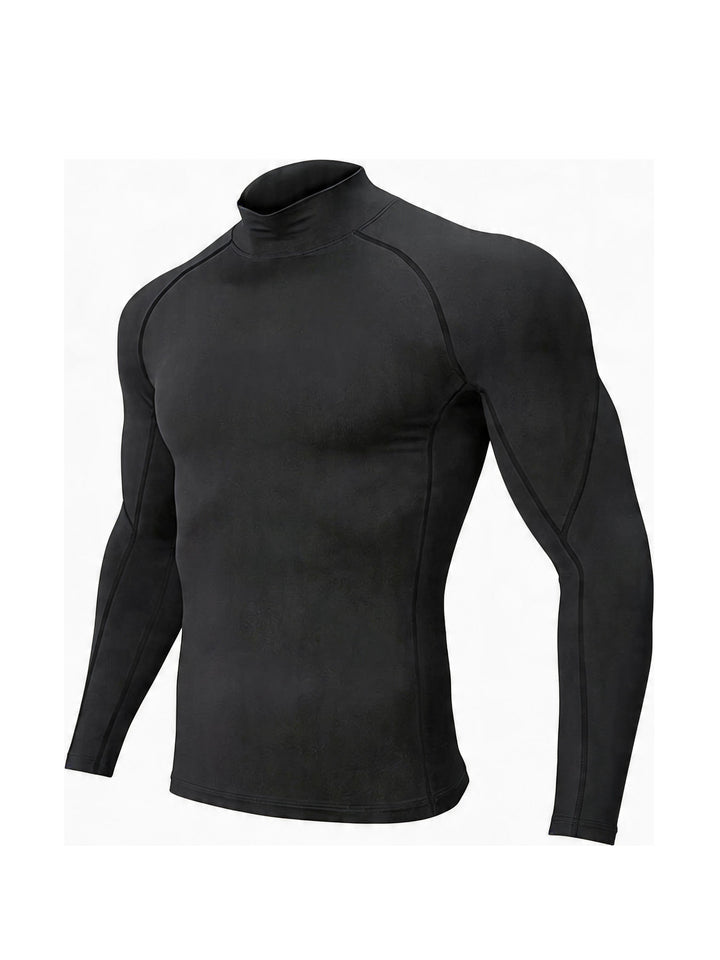 Men's Long Sleeve Shirt | Skinny Fit Top | Stand Collar | Sporty Training Style