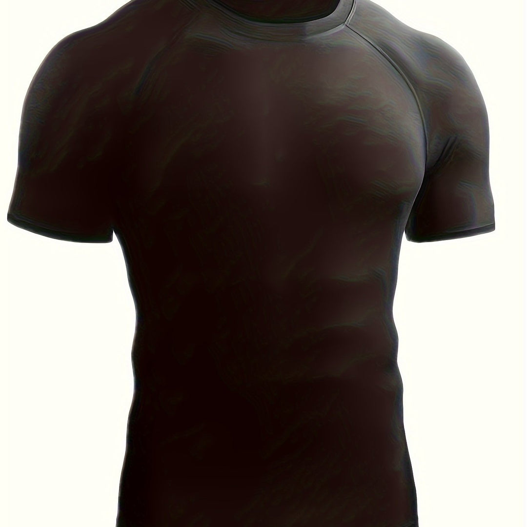 Męski T-Shirt Kompresyjny | Koszulka Skinny Fit z Krótkim Rękawem | Okrągły Dekolt | Sportowy Styl Treningowy