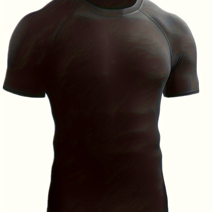 Męski T-Shirt Kompresyjny | Koszulka Skinny Fit z Krótkim Rękawem | Okrągły Dekolt | Sportowy Styl Treningowy