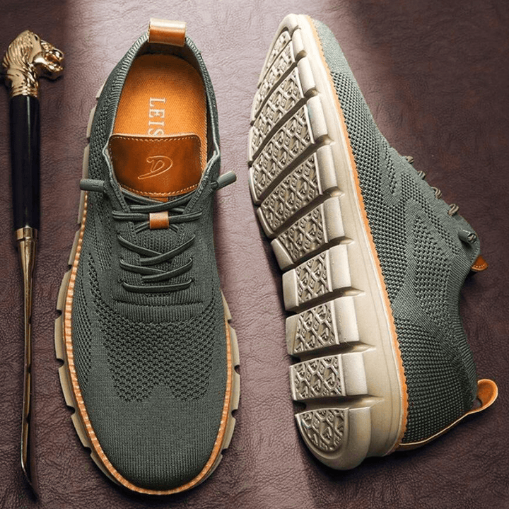 Men's Knit Sneakers Elastic Sole Lace-Up Closure | Casual Footwear