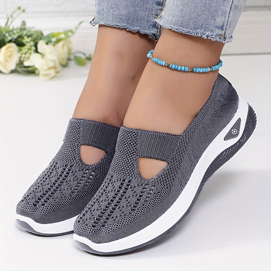 Damskie Dzianinowe Sneakersy Wsuwane z Wycięciem | Krój do Chodzenia