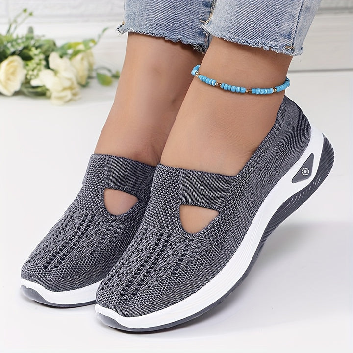 Damskie Dzianinowe Sneakersy Wsuwane z Wycięciem | Krój do Chodzenia