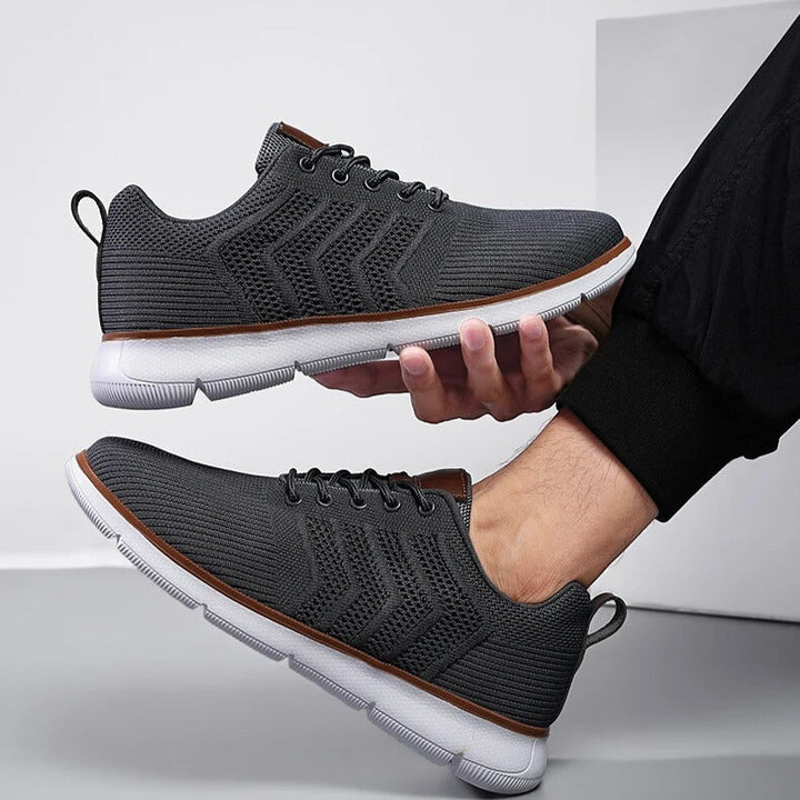 Darius | Męskie Sznurowane Sneakersy o Dzianinowym Wyglądzie z Kontrastową Podeszwą