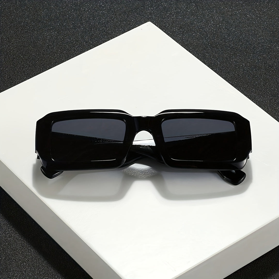 Men's Sunglasses Bold Rectangular Frame Thick Style Wide Temples | Dark Lenses