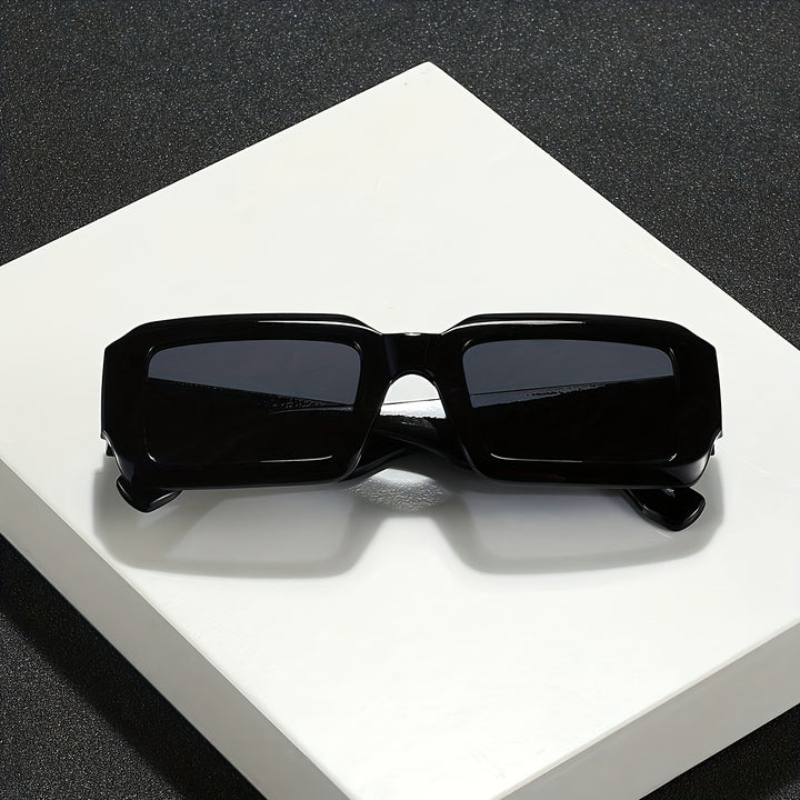 Men's Sunglasses Bold Rectangular Frame Thick Style Wide Temples | Dark Lenses