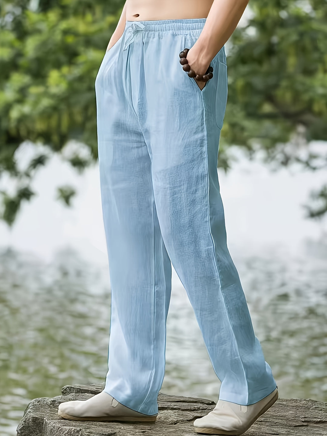 Men's Streetwear Pants Straight Leg Drawstring Waist Pants | Loose Fit