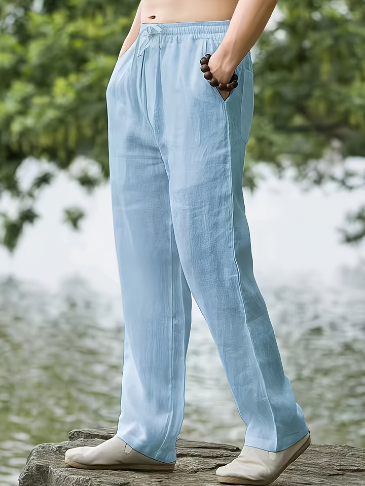 Men's Streetwear Pants Straight Leg Drawstring Waist Pants | Loose Fit