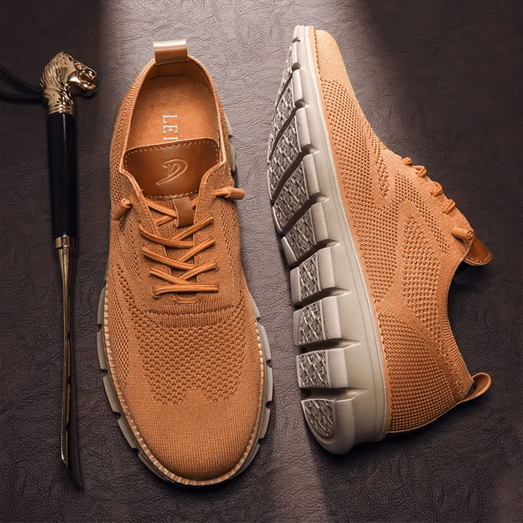 Men's Knit Sneakers Elastic Sole Lace-Up Closure | Casual Footwear