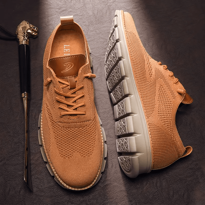 Men's Knit Sneakers Elastic Sole Lace-Up Closure | Casual Footwear