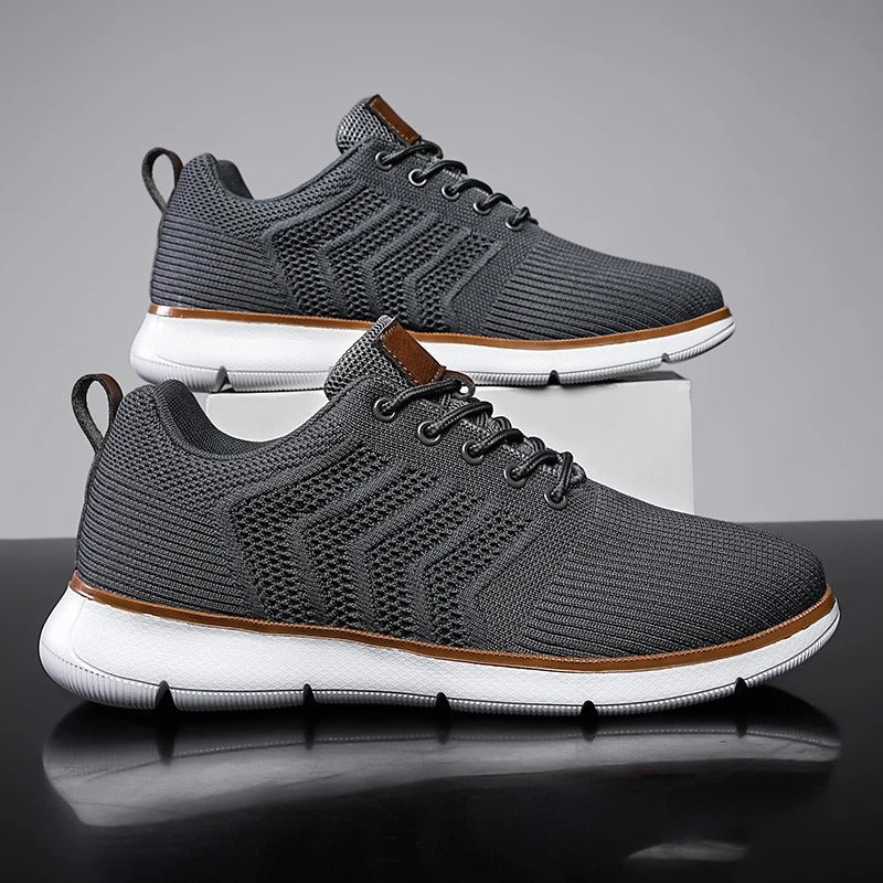 Darius | Męskie Sznurowane Sneakersy o Dzianinowym Wyglądzie z Kontrastową Podeszwą