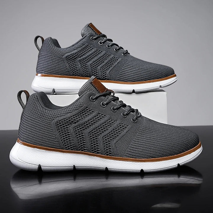 Darius | Męskie Sznurowane Sneakersy o Dzianinowym Wyglądzie z Kontrastową Podeszwą