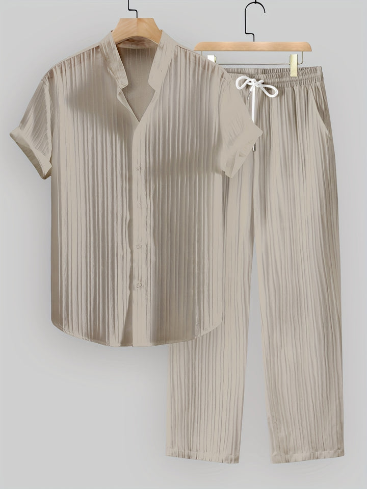 Men's Shirt and Pants Set | Regular Fit Set | Short Sleeve Shirt | Casual Summer Style