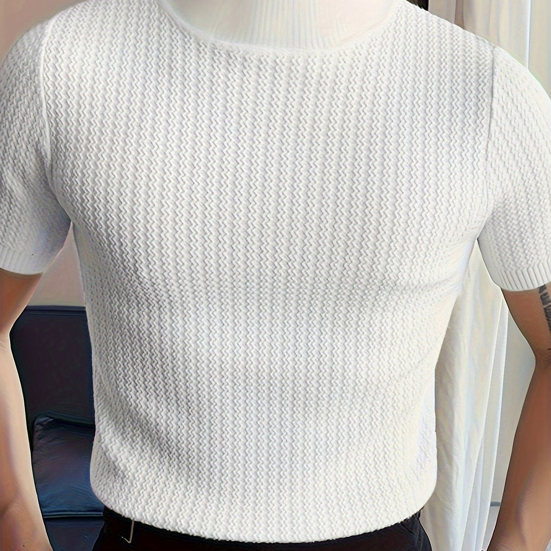 Męski T-Shirt | T-Shirt Skinny Fit z Wysokim Kołnierzem | Krótki Rękaw | Casualowy Styl na Co Dzień