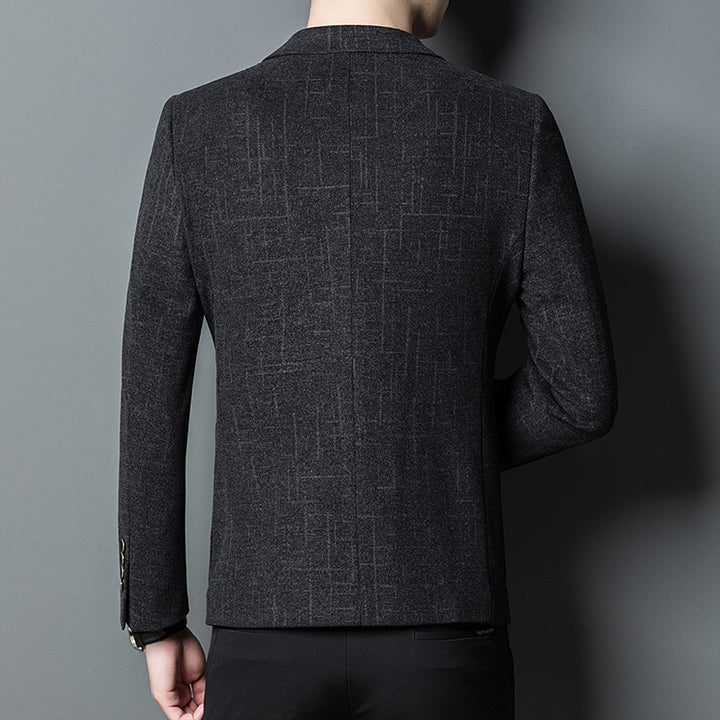 Czarna męska marynarka casual slim fit z wzorem
