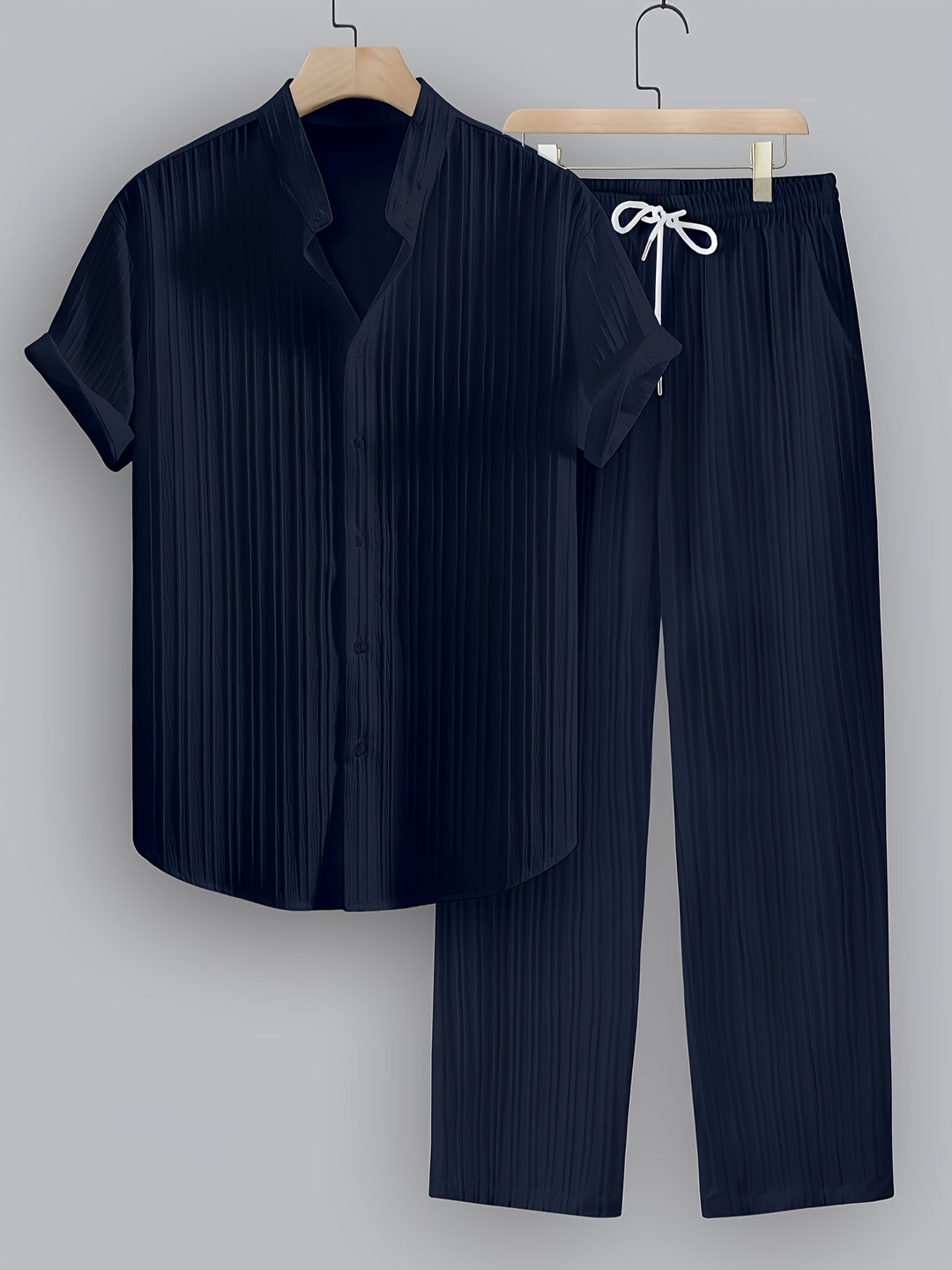 Men's Two-Piece Set | Shirt with Collar and Straight-Leg Pants | Fitted Outfit | Casual Everyday Style