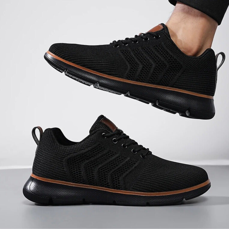 Darius | Męskie Sznurowane Sneakersy o Dzianinowym Wyglądzie z Kontrastową Podeszwą