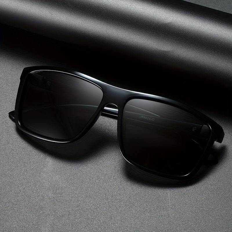 Men's Sunglasses Square Frame Straight Shape Straight Temples | Green Lenses