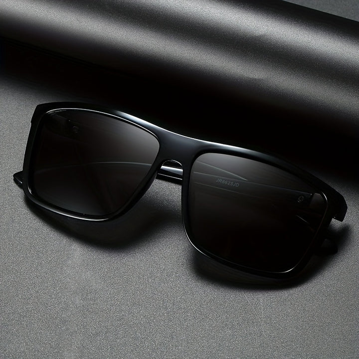 Men's Sunglasses Square Frame Straight Shape Straight Temples | Green Lenses