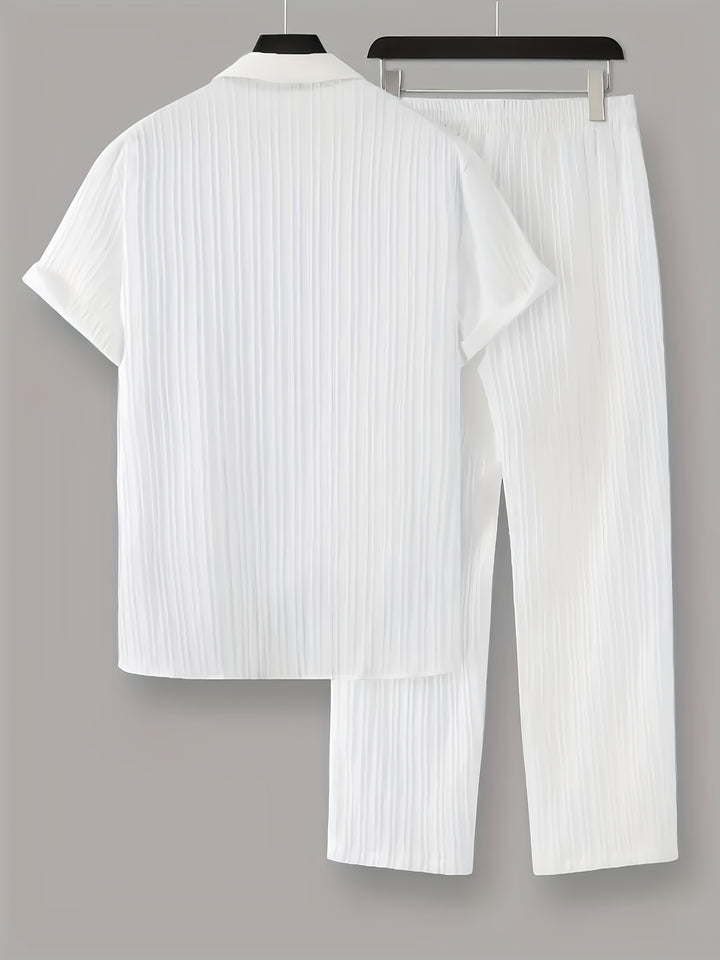 Men's Home Set | Shirt and Striped Pants Set | Regular Fit | Comfortable Relaxed Style