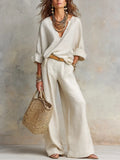 Wiktoria | Two-piece set with wide-leg pants