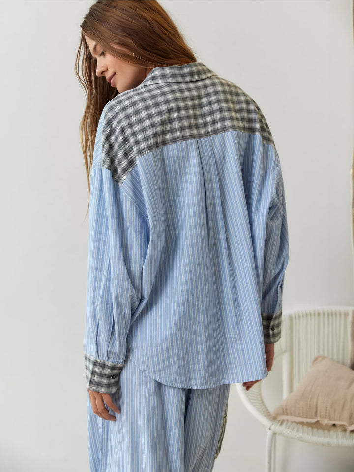 Women's Plaid Set with Shirt and Loose Pants | Pajama Set
