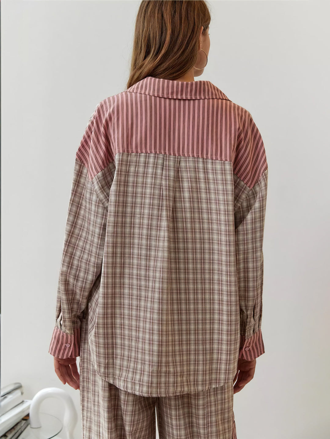 Women's Plaid Set with Shirt and Loose Pants | Pajama Set