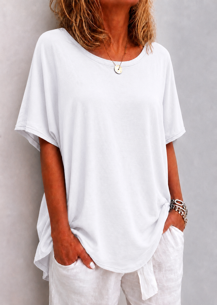 Paulina | Damski T-Shirt Oversize z Okrągłym Dekoltem i Luźnym Krojem