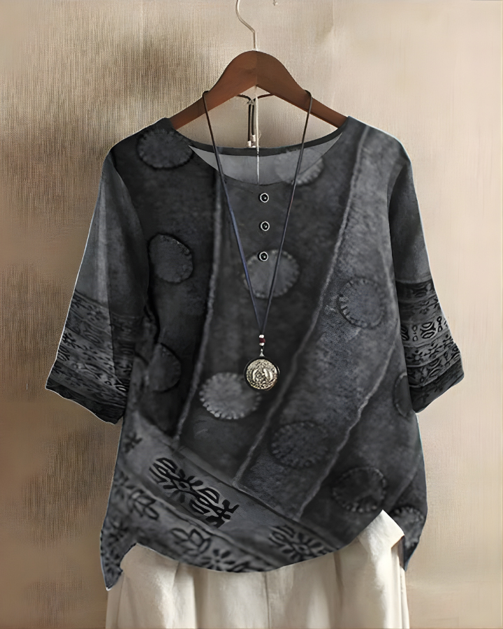 Wiktoria | Women's Boho Top with Print and 3/4 Sleeves