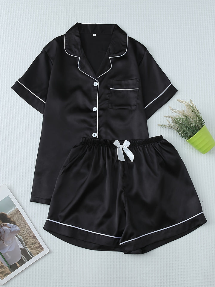 Women's Pajama Set with Buttons and Contrast Trim | Nightwear