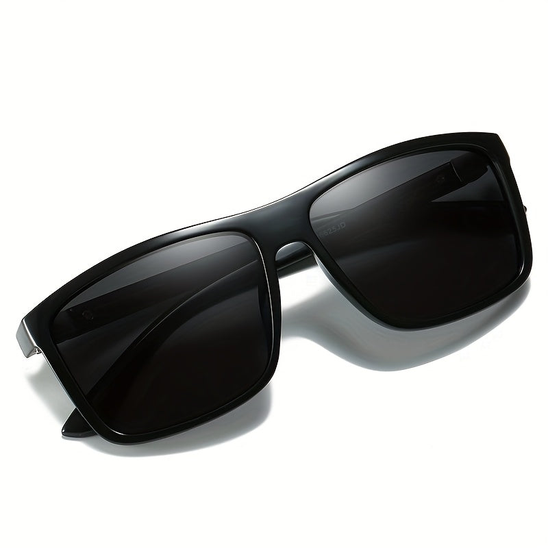 Men's Sunglasses Square Frame Straight Shape Straight Temples | Green Lenses