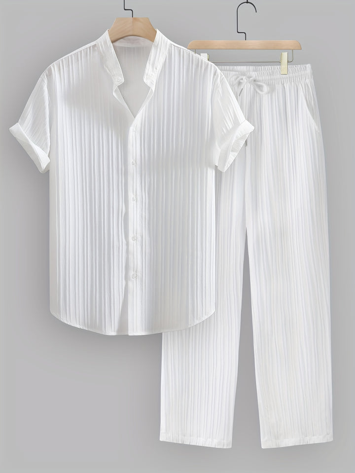 Men's Shirt and Pants Set | Regular Fit Set | Short Sleeve Shirt | Casual Summer Style