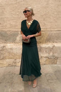 Nadia | Sukienka maxi w kwiaty z dekoltem w serek